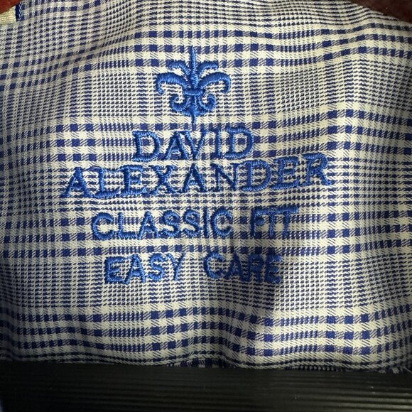 David Alexander Shirt Mens 18 Classic Fit Blue Plaid Cotton Long Sleeve NEW Easy - Picture 5 of 9